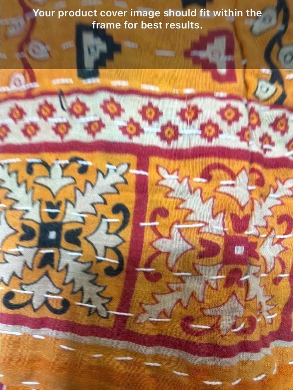 Bohemian Orange Printed Kantha-Style Throw
